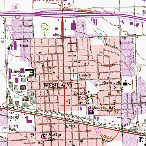 Topographic Map of Alameda Park, TX