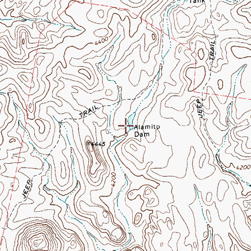 Topographic Map of Alamito Dam, TX