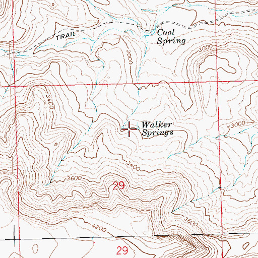 Topographic Map of Walker Springs, AZ