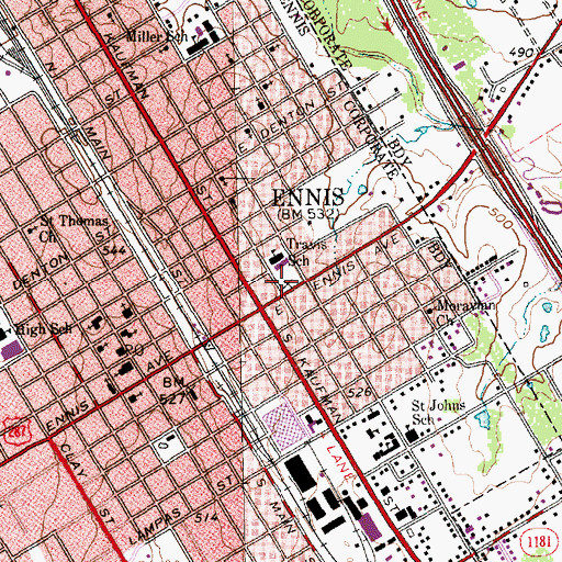 Topographic Map of Alamo School, TX
