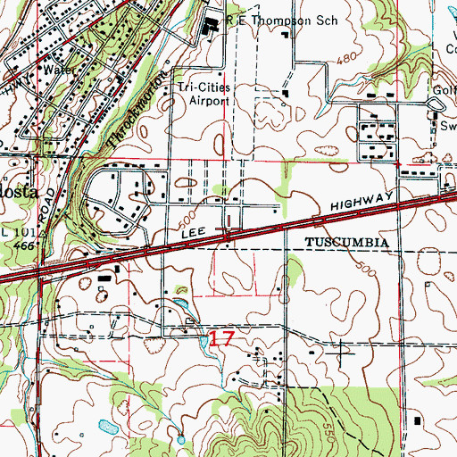 Topographic Map of Kingdom Hall of Jehovahs Witnesses, AL