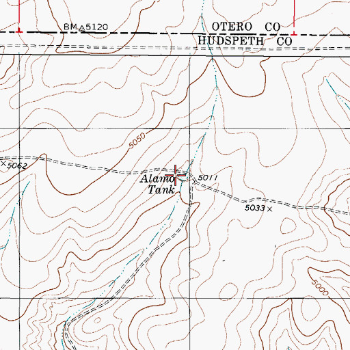 Topographic Map of Alamo Tank, TX