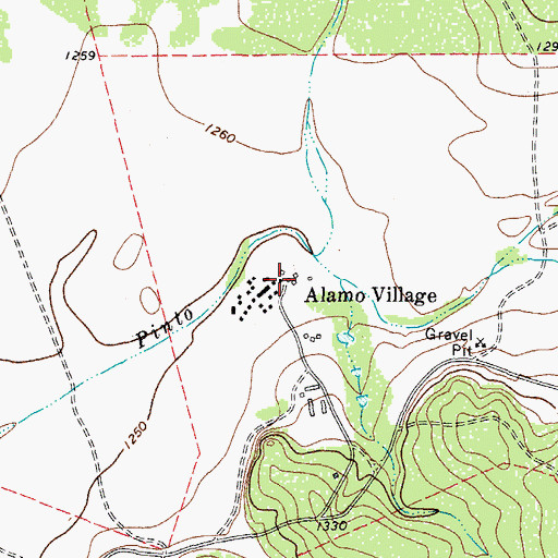 Topographic Map of Alamo Village, TX
