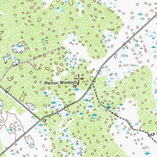 Topographic Map of Alamos Windmill, TX