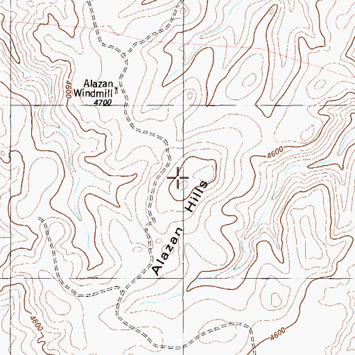 Topographic Map of Alazan Hills, TX