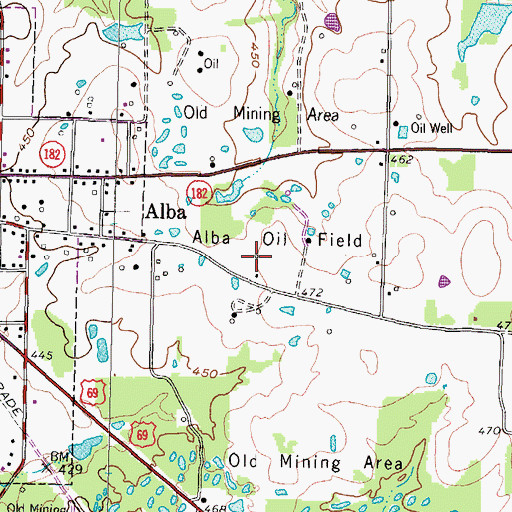 Topographic Map of Alba Oil Field, TX