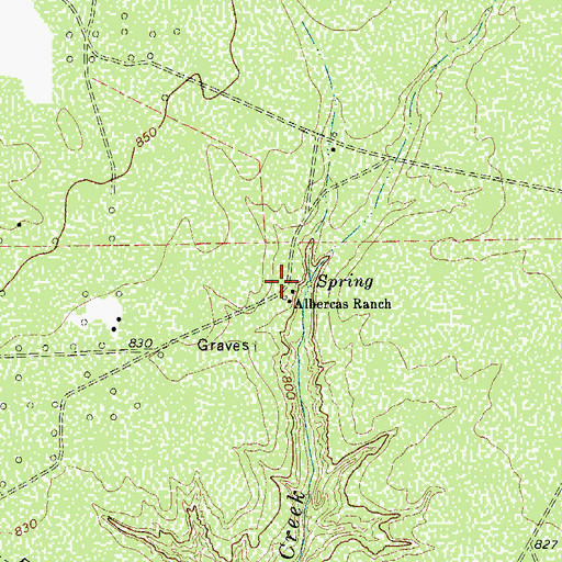 Topographic Map of Albercas Ranch, TX