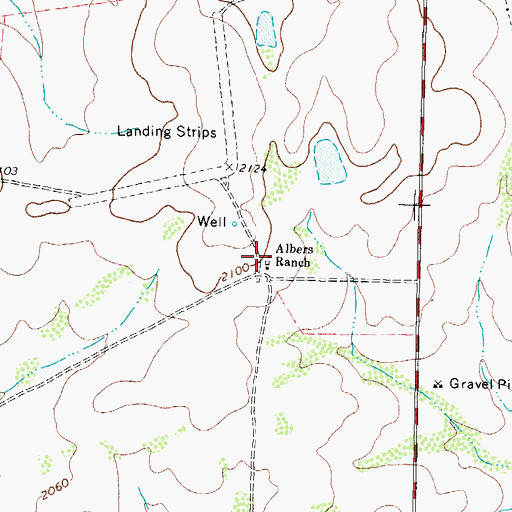 Topographic Map of Albers Ranch, TX