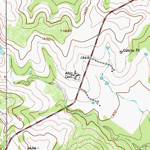 Topographic Map of Albin Cemetery, TX