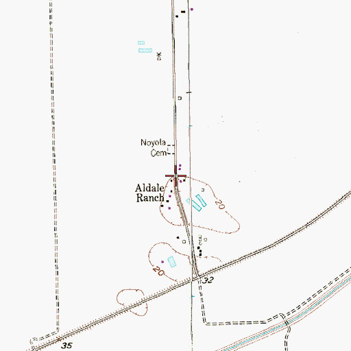 Topographic Map of Aldale Ranch, TX