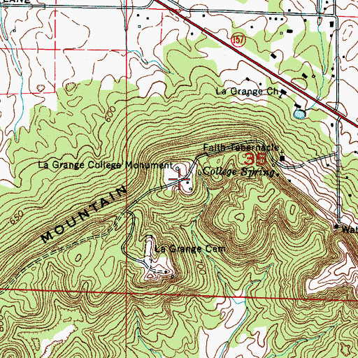 Topographic Map of La Grange College (historical), AL