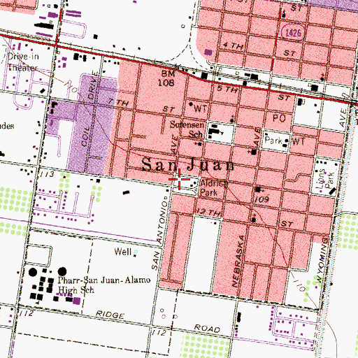 Topographic Map of Aldrich Park, TX