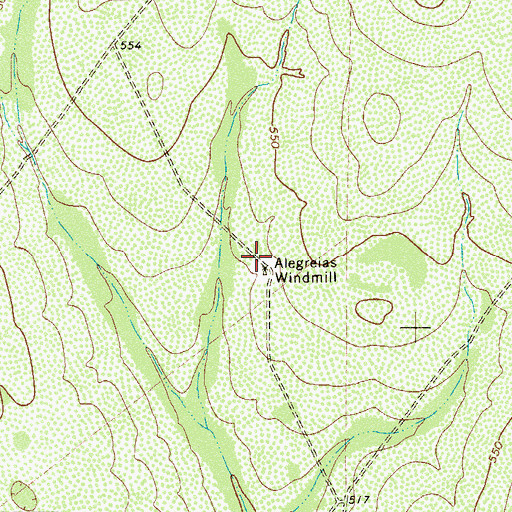 Topographic Map of Alegreias Windmill, TX