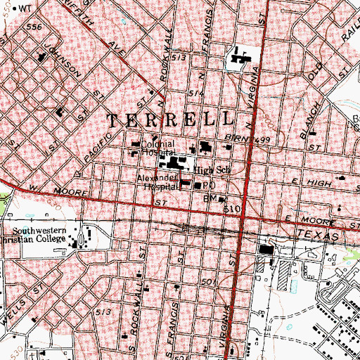 Topographic Map of Alexander Hospital, TX