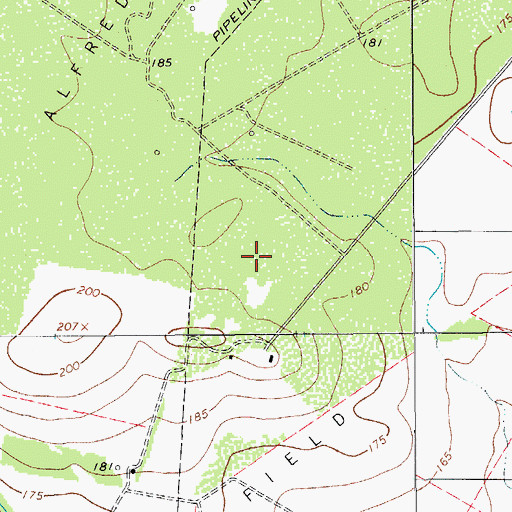 Topographic Map of Alfred Oil Field, TX