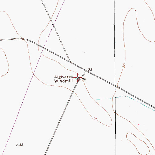 Topographic Map of Algivares Windmill, TX