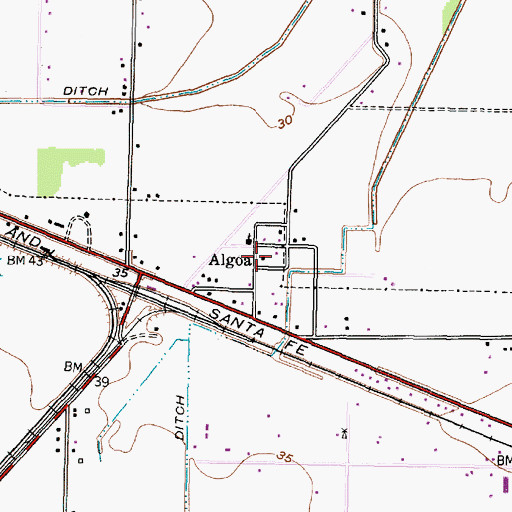 Topographic Map of Algoa, TX