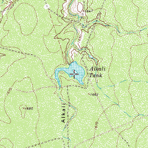 Topographic Map of Alkali Tank, TX
