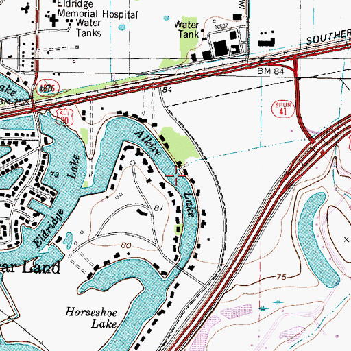 Topographic Map of Alkire Lake, TX