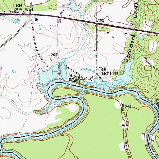 Topographic Map of Allen Bluff, TX