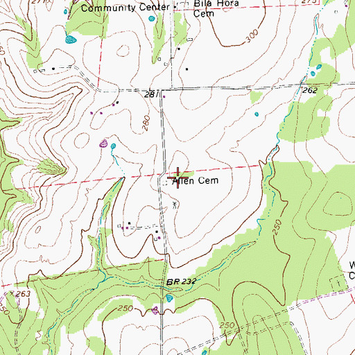 Topographic Map of Allen Cemetery, TX