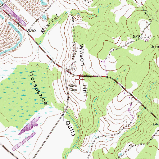Topographic Map of Allen Cemetery, TX