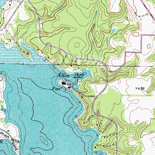 Topographic Map of Allen Cove, TX