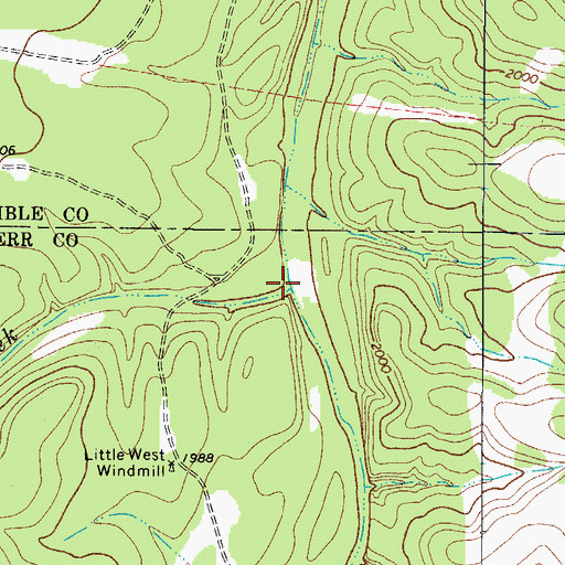 Topographic Map of Allen Creek, TX