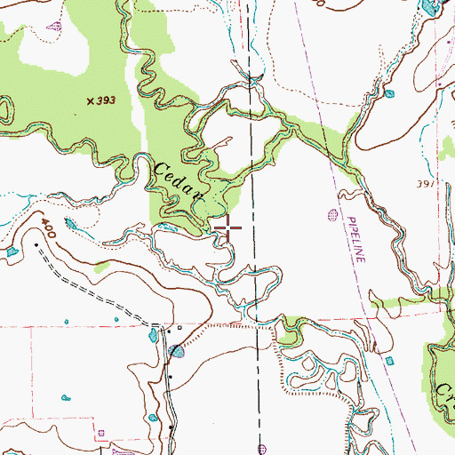 Topographic Map of Allen Creek, TX