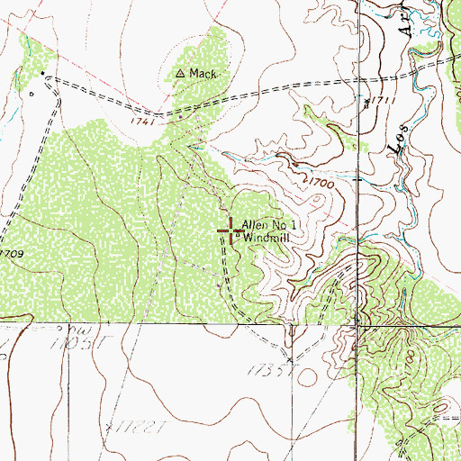 Topographic Map of Allen Number One Windmill, TX