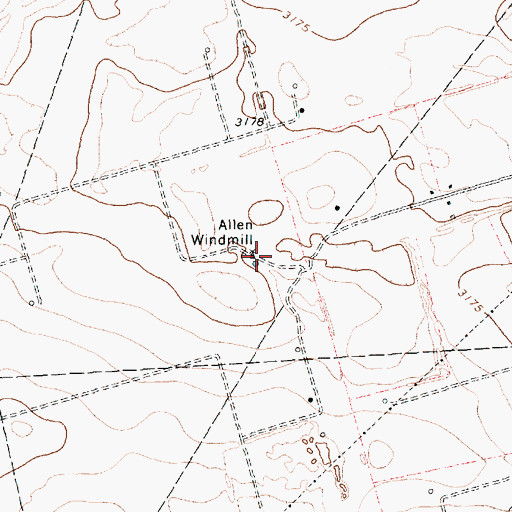 Topographic Map of Allen Windmill, TX
