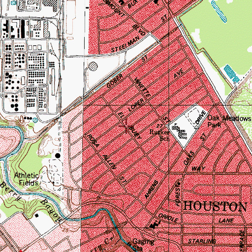 Topographic Map of Allendale, TX