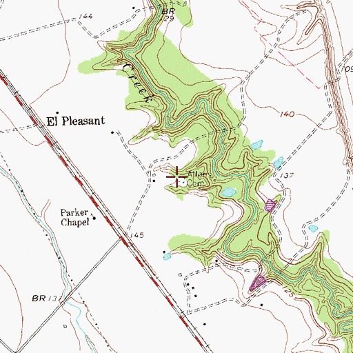 Topographic Map of Allen - Johnston Cemetery, TX