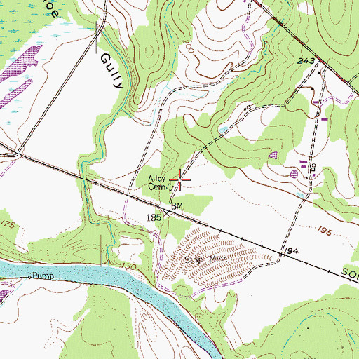 Topographic Map of Alley Cemetery, TX