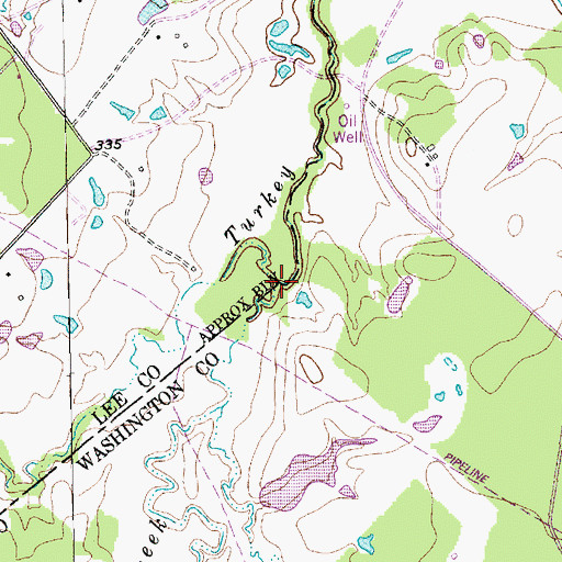 Topographic Map of Alligator Creek, TX