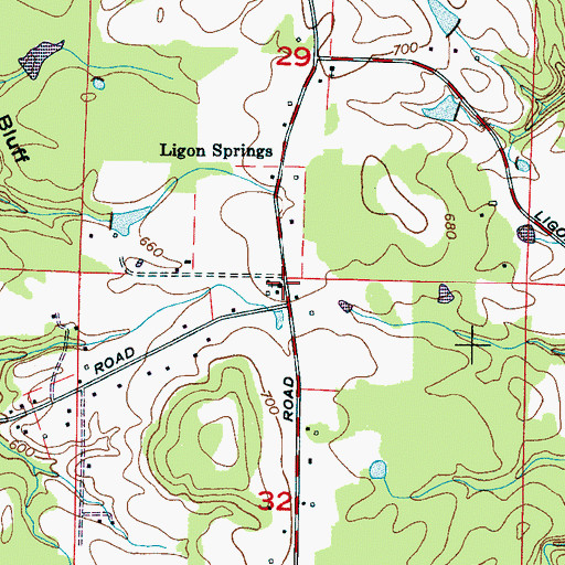 Topographic Map of Ligon Springs Church, AL