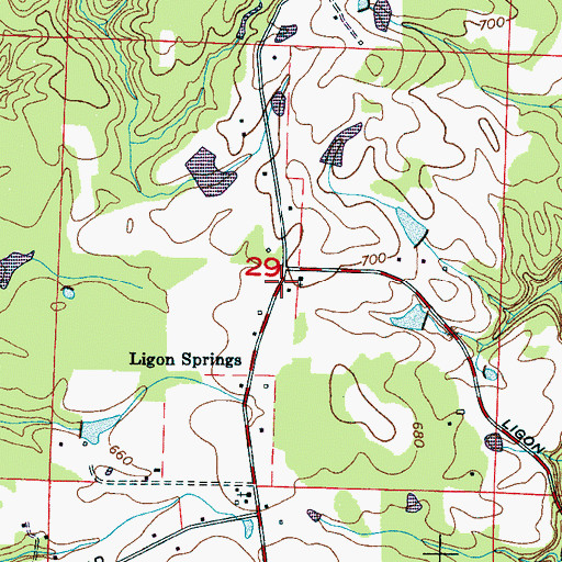 Topographic Map of Ligon Springs School (historical), AL