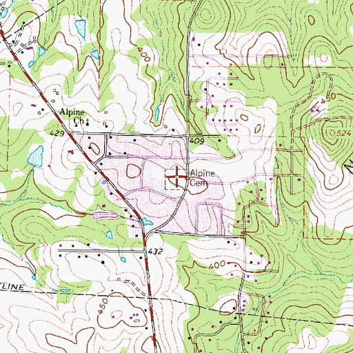 Topographic Map of Alpine Cemetery, TX