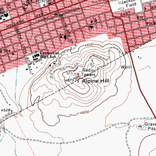 Topographic Map of Alpine Hill, TX