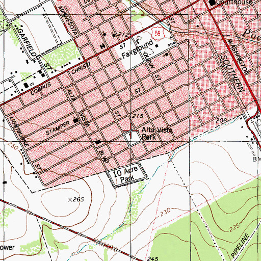 Topographic Map of Alta Vista Park, TX