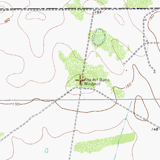 Topographic Map of Alto Del Burro Windmill, TX