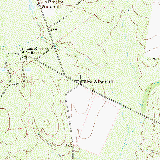 Topographic Map of Alto Windmill, TX