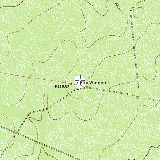 Topographic Map of Alto Windmill, TX