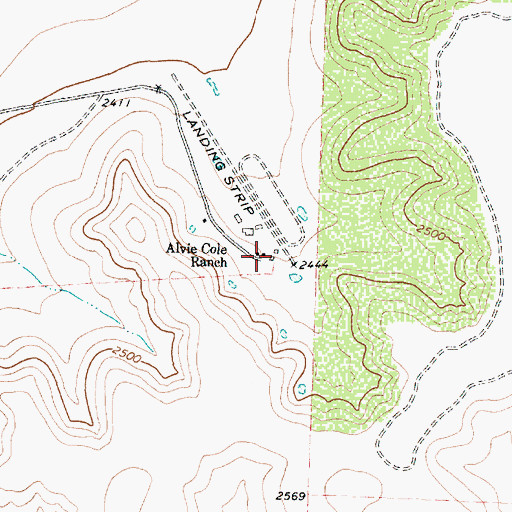 Topographic Map of Alvie Cole Ranch, TX