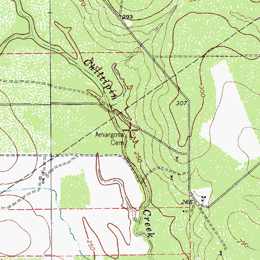 Topographic Map of Amargosa Cemetery, TX