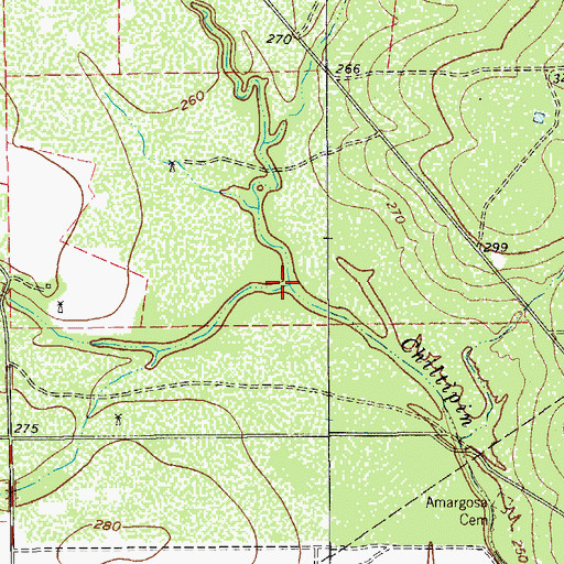 Topographic Map of Amargosa Creek, TX
