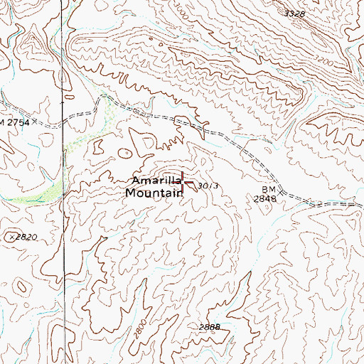 Topographic Map of Amarilla Mountain, TX