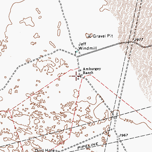Topographic Map of Amburgey Ranch, TX