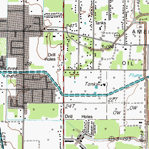 Topographic Map of Amelia Oil Field, TX