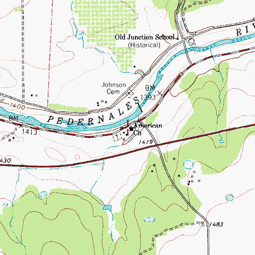 Topographic Map of American Church, TX